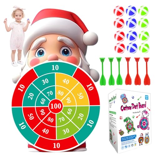Weihnachtsspiele, 1 Set Funny Christmas Party Games mit 1 Santa Claus Dartboard, 16 klebrige Bälle, 6 Darts ＆ 2 Haken, Spielzeug für Kinder Weihnachtsgeburtstagsgeschenke, Stil | Playsets Sets von Lawnrden