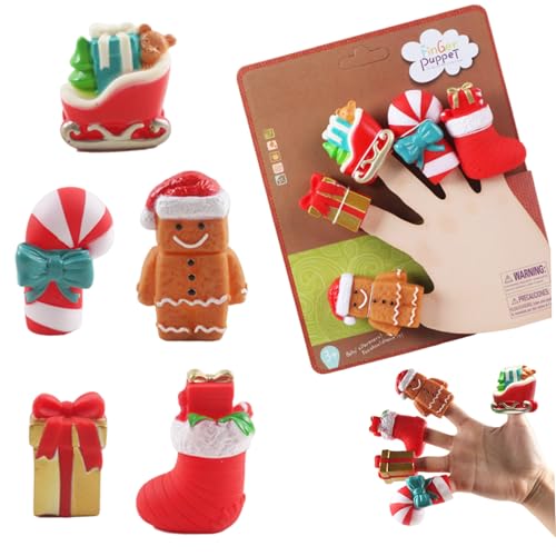 Weihnachtsspielzeug, 5pcs Weihnachtsfingerpuppen für Kinder, Themenpuppen Fingerspielzeug Sortiment für Kleinkinderschulen Winter Weihnachtsfeier Gefälligkeiten von Lawnrden