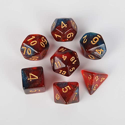 DND Polyedrisches Würfelset – Acryl-Material, Gaming-Würfel, Polyeder-Spielwürfel, Tischspiele, für Dungeon and Dragons, D&D-Rollenspiele, 7-teiliges Set (Sternenlicht Blutrot) von Lawteng
