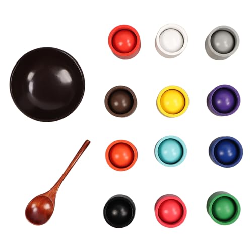 Lazmin112 Bälle Tassen Farbsortierspielzeug, Zuverlässige Bälle Holz Sorter -Spiel Langlebige Farberkennung Kognitive Entwicklung für Zuhause (Ohye-12) von Lazmin112