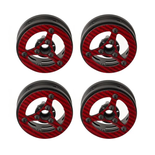 Lazmin112 Carbon Faser RC Wheel Rand, Stabile Fahrbedienungsfahrzeugfelder 4pcs für 1/10 Modell Crawler für SCX10 (Rot) von Lazmin112