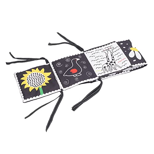 Lazmin112 Früher Pädagogische Babytuchbuch mit BB Sound, Weiche, Tränenfeste Schwarz -weiße Doppelseitige Buch für Kleinkinder, Waschbares Polyesterfasermaterial (Pflanzen und Meerestiere sowie von Lazmin112