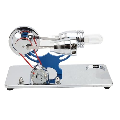 Lazmin112 Hot Air Stirling Motormodell, Exquisite Handwerkskunst CNC Fertige Multi -Farb -LEDs Stirling Motormotormodell Aluminiumlegierung mit Saitenlicht für die Schule (Blue) von Lazmin112