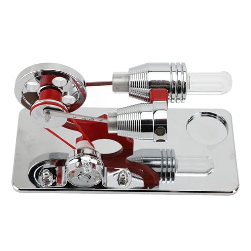 Lazmin112 Hot Air Stirling Motormodell, Exquisite Handwerkskunst CNC Fertige Multi -Farb -LEDs Stirling Motormotormodell Aluminiumlegierung mit Saitenlicht für die Schule (Rot) von Lazmin112
