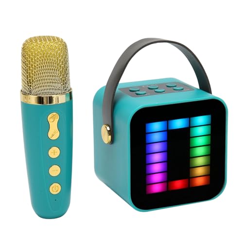 Lazmin112 Karaoke-Maschine, Tragbarer --Karaoke-Lautsprecher MIT 2 Kabellosen Handmikrofonen und RGB-Tonabnehmerlich, für HEIMIPNARTY, GeburtstagsgesGenke Füren und Mädchen (Green) von Lazmin112