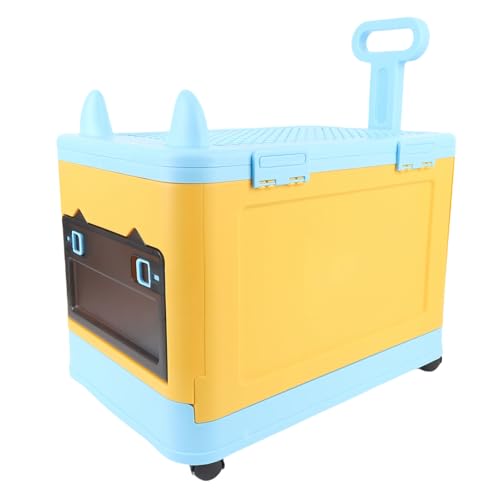 Lazmin112 Kinderfreundliche Spielzeugkiste Aufbewahrung mit Rädern, Süße Spielzeugspeicherbox für Kinderspielzeug, Idealer Spielzeugorganisator für Spielzimmer (Blau Gelb) von Lazmin112