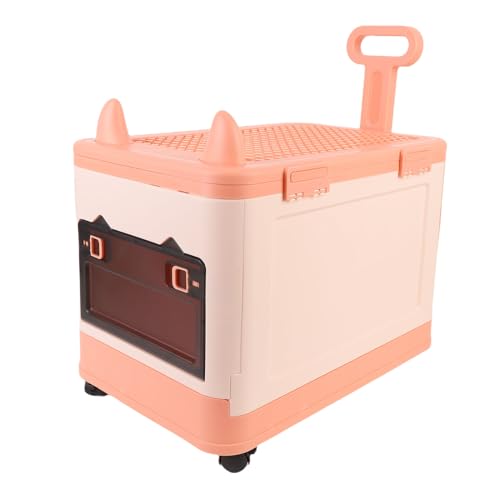 Lazmin112 Kinderfreundliche Spielzeugkiste Aufbewahrung mit Rädern, Süße Spielzeugspeicherbox für Kinderspielzeug, Idealer Spielzeugorganisator für Spielzimmer (Orange-Rosa) von Lazmin112