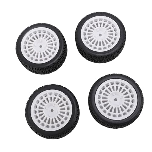 Lazmin112 Leichtes 1/10 RC -Auto -Labyrinthreifen mit Anti Schlupf Stabilität, 70 Mm Plastik Rallye Autoreifen für TT01 XV02, 4PCS RC Rally Car Labyrinth Tire (White) von Lazmin112