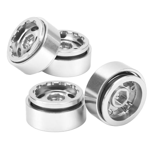 Lazmin112 RC Alminum Leichtmetallrad Rims, Rostschutz Dauerhafte Licht 4pcs Weckenwiderstand RC -Auto -Beadlockräder Rims für 1/18 Autos (Silver) von Lazmin112