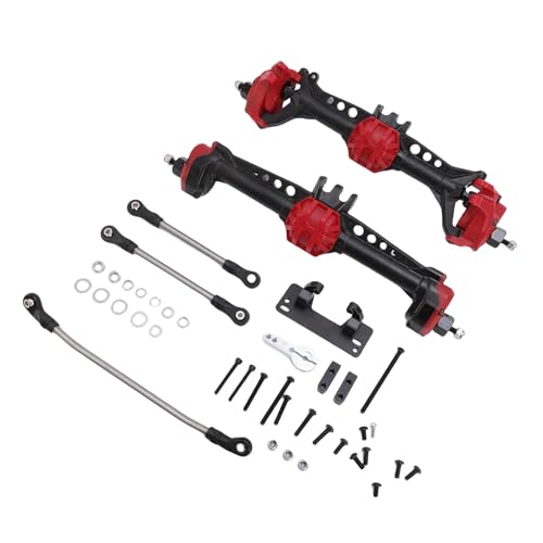 Lazmin112 RC Crawler Upgraded Achs Set Langlebige Matte Textur für Stabilen Operationen Ersatz für Axiale Scx10 1/10 Skala RC -Auto Vorne Hinterachse für Enthusiasten (Schwarz Rot) von Lazmin112