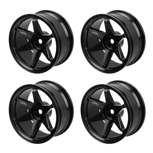 Lazmin112 RC -Radfelgen, Aluminiumlegierung Langlebiger CNC -Bearbeitung 4PCS RC Autorad Nabe für 1/10 Autozubehör (Black) von Lazmin112