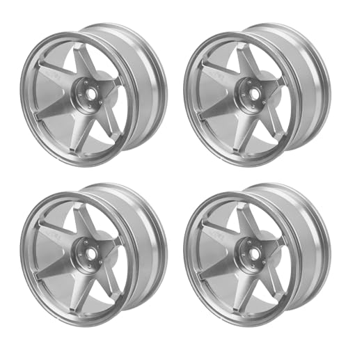 Lazmin112 RC -Radfelgen, Aluminiumlegierung Langlebiger CNC -Bearbeitung 4PCS RC Autorad Nabe für 1/10 Autozubehör (Silver) von Lazmin112