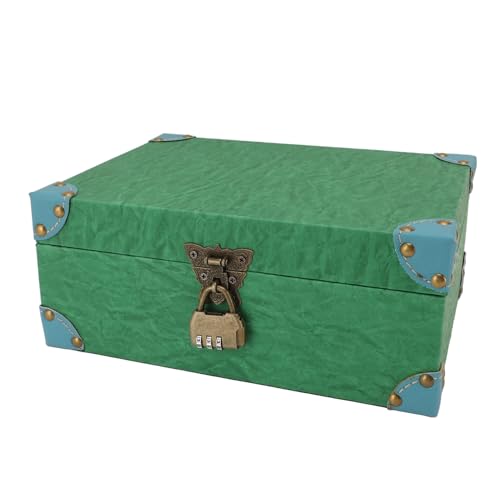 Lazmin112 Schmuck Keepsake Storage Box, Schatzstrustholz Holz Leder Multi Funktionaler Jahrgang für Halsketten (Grüne m Größe) von Lazmin112