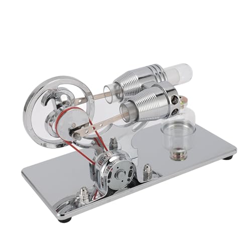 Lazmin112 Sterling Motormodell, Stabiler Stent Langlebiger Stirling Motor Bildungsspielzeug Edelstahlstangenholz -Holzbrett für Kollegen (Silver) von Lazmin112