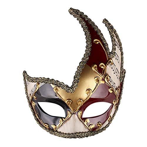 Lazzboy Herren Maskerade Maske Vintage Venezianische Karierte Musikalische Party Mardi Gras Maskenball Halloween Design(Rot) von Lazzboy