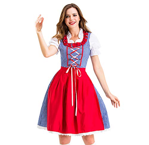 Lazzboy Kostüm Oktoberfest für Damen Bayerisches Biermädchen Dirndl Tavern Maid Dress(Rot-b,M) von Lazzboy