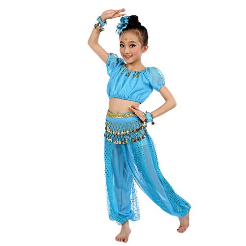 Lazzboy Kostüme Kinder Handgemachte Kinder Mädchen Bauchtanz Bauchtanz Ägypten Tanz Tuch(M,Blau) von Lazzboy