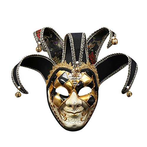 Lazzboy Maskerade Maske Harz Musik Karneval Wand Ostern Dekoration Geschenk Venezianische Gesichtsmaske Joker Fasching Maskenball(Schwarz) von Lazzboy