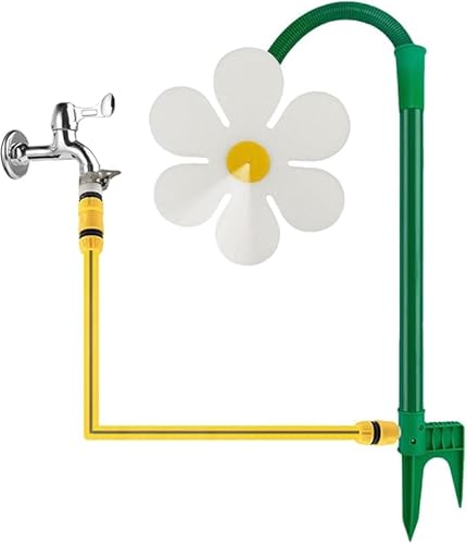 2025 Neueste Tanzende Gänseblümchen Sprinkler, Crazy Daisy Wasser, 360° Rotierender Rasensprenger mit Spaßfaktor für Garten, Rasen & Kinder, Bewässerungssystem für Gartenrasen (Gelb) von Lbotr