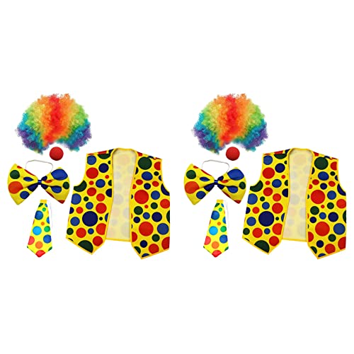 Lckiioy 10Er-Pack Clown-Kostüm-Set, Clown-Perücke, Nasenweste für Cheer, Halloween, Cosplay, Partys, Karneval, Verkleidung von Lckiioy