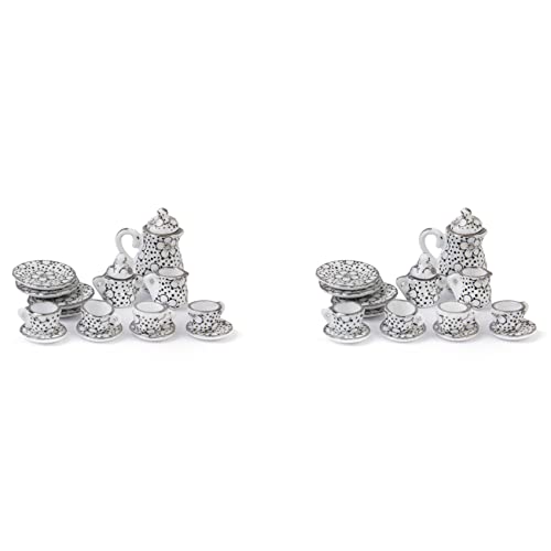 Lckiioy 2X Puppenhaus Miniatur Speise Geschirr Porzellan Tee Set 15 STK. Gaensebluemchen Muster von Lckiioy