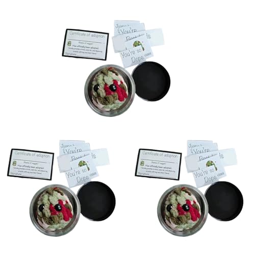 Lckiioy 3X Adopt EIN Weed-Plüschtier in Einem Glas, Handgefertigtes Plüschtier, Kleines Weed-Plüschtier mit Karten von Lckiioy