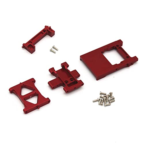 Lckiioy Metall-Servohalterungen Skid Plate QuerträGer HeckstoßStangenhalterung für 1/18 FMS RC Car Upgrades Parts,Red von Lckiioy