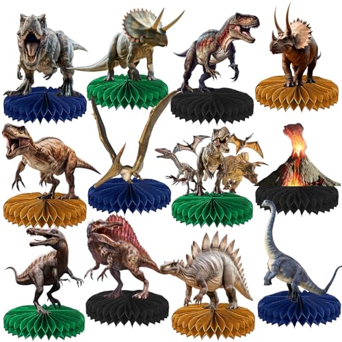 12 Stück Dinosaurier-Waben-Mittelstücke, Dinosaurier-Partygeschenke, Geburtstagsparty-Dekorationen, Dinosaurier, Vulkan, Dschungel, Tiere, Tafelaufsätze, Dekorationen für Kinder, Teenager, Jungen 12 Stück Dinosaurier-Waben-Mittelstücke, Dinosaurier-Partygeschenke, Geburtstagsparty-Dekorationen, Dinosaurier, Vulkan, Dschungel, Tiere, Tafelaufsätze, Dekorationen für Kinder, Teenager, Jungen von Lcnjscgo