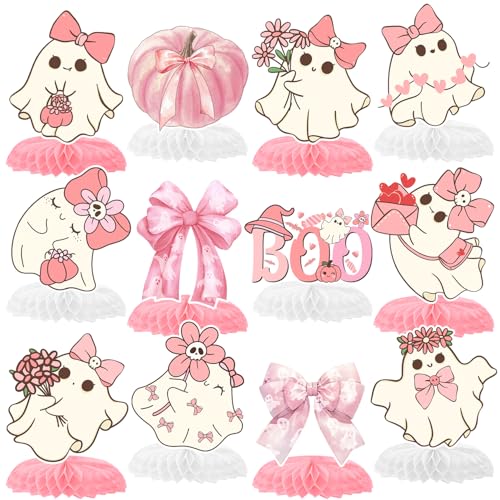 12 Stück rosa Schleife, Geist, Waben-Mittelstücke, rosa Halloween-Partygeschenke, Geburtstagsparty-Dekorationen, Schleife, Geister-Mittelstücke, Dekorationen, Zubehör für Halloween, Kinder, Teenager 12 Stück rosa Schleife, Geist, Waben-Mittelstücke, rosa Halloween-Partygeschenke, Geburtstagsparty-Dekorationen, Schleife, Geister-Mittelstücke, Dekorationen, Zubehör für Halloween, Kinder, Teenager von Lcnjscgo