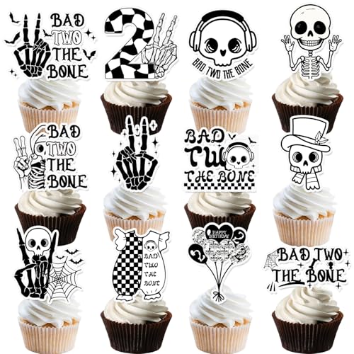 Cupcake-Topper mit Aufschrift "Bad Two the Bone", "Bad Two the Bone", Geburtstagsparty-Dekorationen für Jungen, Rockmusik-Thema, 2 Jahre alt, Geburtstagsparty-Dekoration, 24 Stück Cupcake-Topper mit Aufschrift "Bad Two the Bone", "Bad Two the Bone", Geburtstagsparty-Dekorationen für Jungen, Rockmusik-Thema, 2 Jahre alt, Geburtstagsparty-Dekoration, 24 Stück von Lcnjscgo