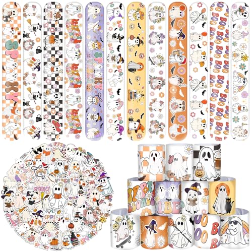 Lcnjscgo 84 Stück süße Halloween-Geister-Partygeschenke, 24 Stück niedliche Geister-Armbänder, 60 Stück Geister-Aufkleber, Halloween-Geist, Geburtstagsparty-Dekorationen, Zubehör für Kinder Lcnjscgo 84 Stück süße Halloween-Geister-Partygeschenke, 24 Stück niedliche Geister-Armbänder, 60 Stück Geister-Aufkleber, Halloween-Geist, Geburtstagsparty-Dekorationen, Zubehör für Kinder von Lcnjscgo