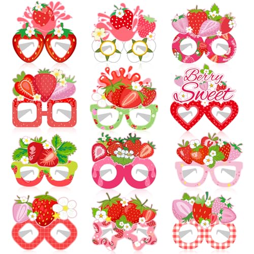 Lcnjscgo Erdbeer-Papierbrillen, Erdbeer-Partyzubehör, Erdbeer-Partyzubehör, Erdbeer-Geburtstagsparty-Dekorationen, Geschenke, Fotoautomaten-Requisiten für Kinder, Jungen, Mädchen, 24 Stück Lcnjscgo Erdbeer-Papierbrillen, Erdbeer-Partyzubehör, Erdbeer-Partyzubehör, Erdbeer-Geburtstagsparty-Dekorationen, Geschenke, Fotoautomaten-Requisiten für Kinder, Jungen, Mädchen, 24 Stück von Lcnjscgo