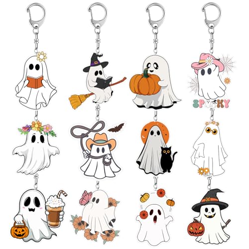Lcnjscgo Halloween-Geister-Partygeschenke, niedliche Geister-Acryl-Schlüsselanhänger für Halloween, Geist, Geburtstagsparty, Dekorationen, Zubehör für Kinder, Jungen, Mädchen, Klassenzimmerpreise, 12 Lcnjscgo Halloween-Geister-Partygeschenke, niedliche Geister-Acryl-Schlüsselanhänger für Halloween, Geist, Geburtstagsparty, Dekorationen, Zubehör für Kinder, Jungen, Mädchen, Klassenzimmerpreise, 12 von Lcnjscgo