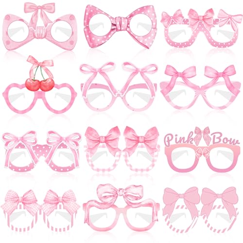 Lcnjscgo Papierbrillen mit rosa Schleife, 24 Stück, rosa Kokettschleife, Partyzubehör, Geburtstagsparty-Dekorationen, Fotoautomaten-Requisiten für Kinder und Mädchen Lcnjscgo Papierbrillen mit rosa Schleife, 24 Stück, rosa Kokettschleife, Partyzubehör, Geburtstagsparty-Dekorationen, Fotoautomaten-Requisiten für Kinder und Mädchen von Lcnjscgo