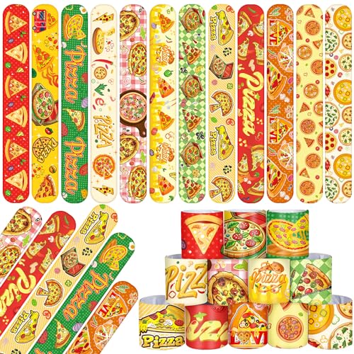 Lcnjscgo Pizza-Armbänder, 48 Stück, Pizza-Partygeschenke, Pizza-Armbänder, Goodie-Bag-Füllstoffe für Pizza-Spiel-Party, Pizza-Themenparty-Dekorationen für Kinder, Mädchen, Jungen von Lcnjscgo