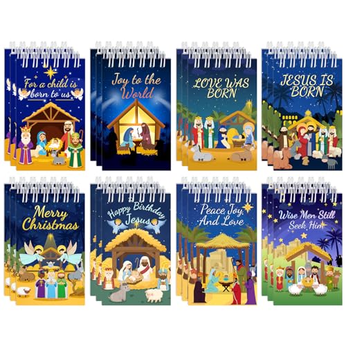 Mini-Notizbücher für Weihnachten, religiöse Krippe, Partygeschenke, Happy Birthday, Jesus, Party-Dekorationen, Krippe, Taschennotizblöcke, Tagebuch, Memo, Spiralnotizbücher für Schule, Klassenzimmer von Lcnjscgo