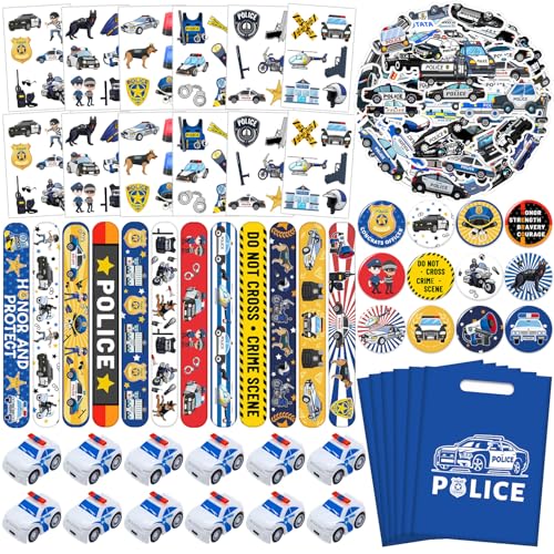 Police Party Favors Kit, Police Party Decorations, 72Pcs Temporary Tattoos, 12Pcs Police Officer Slap Bracelets, 50Pcs Police Stickers,12Pcs Mini Police Toy Cars, 12Pcs button badge, 12Pcs Gift Bags Police Party Favors Kit, Police Party Decorations, 72Pcs Temporary Tattoos, 12Pcs Police Officer Slap Bracelets, 50Pcs Police Stickers,12Pcs Mini Police Toy Cars, 12Pcs button badge, 12Pcs Gift Bags von Lcnjscgo