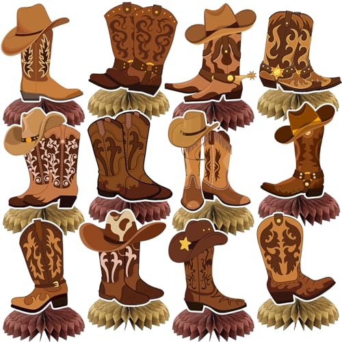 Western-Cowboystiefel, Waben-Mittelstücke, Western-Cowboystiefel, Geburtstagsparty-Dekorationen, Cowboystiefel, Tischdekoration, Dekoration für Babyparty, Geburtstagsparty, 12 Stück Western-Cowboystiefel, Waben-Mittelstücke, Western-Cowboystiefel, Geburtstagsparty-Dekorationen, Cowboystiefel, Tischdekoration, Dekoration für Babyparty, Geburtstagsparty, 12 Stück von Lcnjscgo