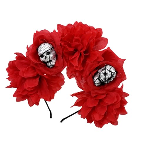 Blumenkrone Stirnband Halloween Cincos des Mayoes Party Kostüm Skelett Blumen Kopfschmuck Tag der Toten Kopfschmuck Halloween Dia Los Muerto Party Kostüm von Ldabrye