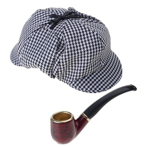 Ldabrye 2 Stück Rauchpfeifen Deerstalker Hut Detektiv Kostüm Zubehör Kostüm Pfeife für Halloween Party Mottopartys von Ldabrye