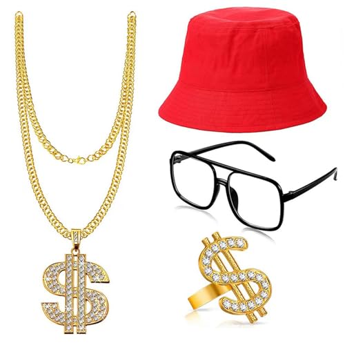Ldabrye 80er 90er Rapper Kostümzubehör Radiobrillen Halskette 80er 90er Jahre Hip Hop Kostüm Set Eimer Für Halloween Party Ldabrye 80er 90er Rapper Kostümzubehör Radiobrillen Halskette 80er 90er Jahre Hip Hop Kostüm Set Eimer Für Halloween Party von Ldabrye