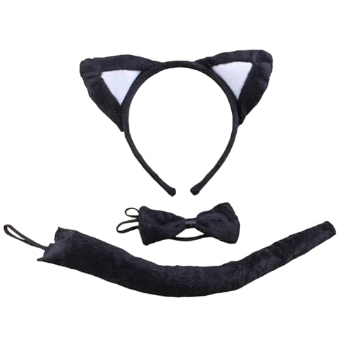Ldabrye Bühnen-Kostüm-Set, Plüsch, Anime-Ohr, Stirnband/Schwanz/Fliege, Outfit-Set für Kinder, Cosplay, Maskeraden, Partyzubehör Ldabrye Bühnen-Kostüm-Set, Plüsch, Anime-Ohr, Stirnband/Schwanz/Fliege, Outfit-Set für Kinder, Cosplay, Maskeraden, Partyzubehör von Ldabrye
