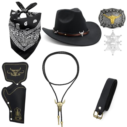 Ldabrye Cow Boy Outfit Western Kostümzubehör Kuh Boy Schnallen Gürtel Bandana Halskette Für Halloween Cosplay Halloween Cowboy Kostüme Für Männer von Ldabrye