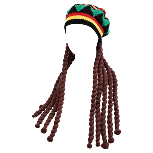 Ldabrye Dreadlocks Zopf-Perückenhut für Erwachsene, lustig, gestrickt, krempellos, Jamaika, Zopf, Maskeraden, Party, Kostüm, Fotografie, Kappen, verstellbare Kappen Ldabrye Dreadlocks Zopf-Perückenhut für Erwachsene, lustig, gestrickt, krempellos, Jamaika, Zopf, Maskeraden, Party, Kostüm, Fotografie, Kappen, verstellbare Kappen von Ldabrye