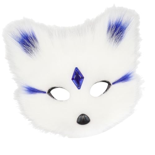 Ldabrye Elegante Katzen- und Füchsstoff-Gesichtsabdeckung, weiches Plüsch, atmungsaktives Design, Kostümzubehör für Halloween-Motto-Partys, einzigartiges Füchse, Katzen, Rollenspiel-Zubehör von Ldabrye