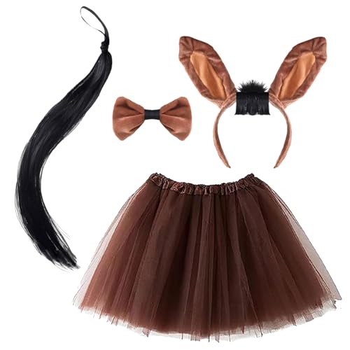 Ldabrye Esel-Kostüm, Eselohren, Stirnband, Eselschwanz, Rock und Fliege, Set für Kinder, Mädchen, Halloween, Weihnachten Ldabrye Esel-Kostüm, Eselohren, Stirnband, Eselschwanz, Rock und Fliege, Set für Kinder, Mädchen, Halloween, Weihnachten von Ldabrye