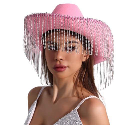 Ldabrye Fransen Strass Hut für Frauen Cosplay Kostüm Hut Junggesellinnenabschied Kopfbedeckung Hochzeit Party Zubehör Ldabrye Fransen Strass Hut für Frauen Cosplay Kostüm Hut Junggesellinnenabschied Kopfbedeckung Hochzeit Party Zubehör von Ldabrye