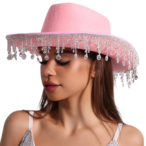 Ldabrye Fransen Strass Hut für Frauen Cosplay Kostüm Hut Junggesellinnenabschied Kopfbedeckung Hochzeit Party Zubehör Ldabrye Fransen Strass Hut für Frauen Cosplay Kostüm Hut Junggesellinnenabschied Kopfbedeckung Hochzeit Party Zubehör von Ldabrye