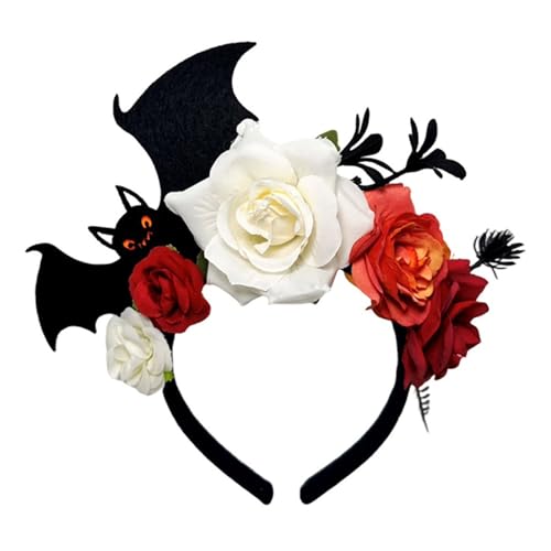 Ldabrye Gothic Rose Fledermaus Haarspange für Halloween-Kostüm, leichtes Harz-Accessoire mit detailliertem Design, Harz, Halloween-Party-Stirnband von Ldabrye