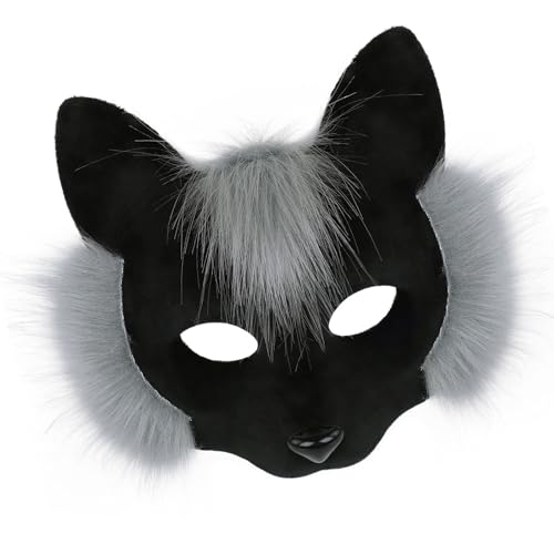 Ldabrye Halbgesichtsfüchse Maske Kunststoff Leicht Bequemes Cosplay Kostüm Accessoire Für Halloween Party Leichtes Kunststoffmaske von Ldabrye